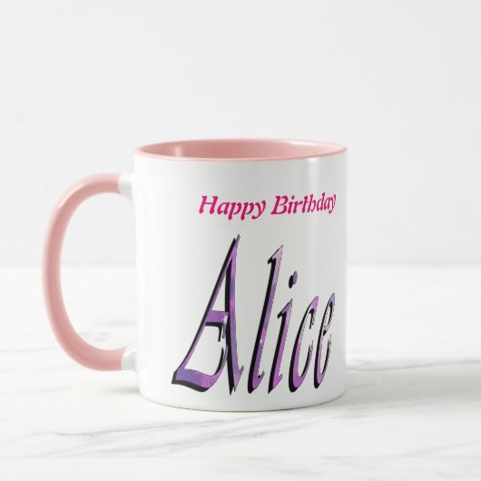 Alice, Happy Birthday, Roze Combo Koffie Mok (Links)