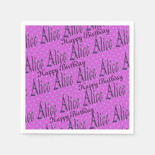 Alice, Happy Birthday, Roze partijdiensten. Servetten (Voorkant)
