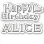 Alice Happy Birthday silver Aufkleber Sticker (Voorkant)