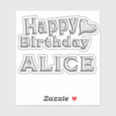 Alice Happy Birthday silver Aufkleber Sticker (Vel)