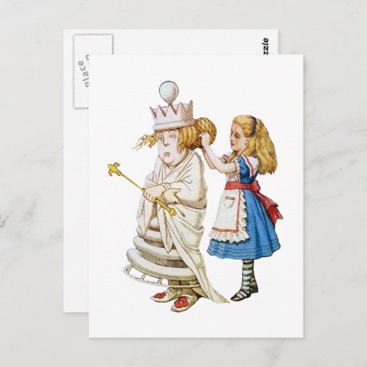 Alice helpt de Witte Koningin in Wonderland Briefkaart (Voorkant / Achterkant)