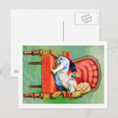 Alice & Her Cat Dinah in de Big Red Velvet Chair Briefkaart (Voorkant / Achterkant)