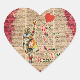 Alice, het Gekke Citaat van de Collage van de Hart Sticker