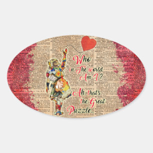 Alice, het Gekke Citaat van de Collage van de Ovale Sticker