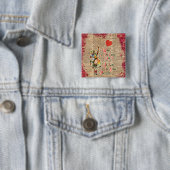 Alice, het Gekke Citaat van de Collage van de Vierkante Button 5,1 Cm (In situ)