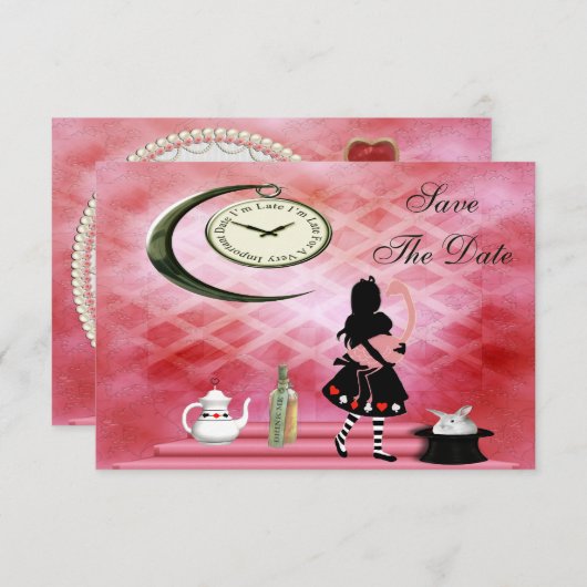 Alice & het Roze Baby shower van Flamingo sparen d Save The Date (Voorkant / Achterkant)