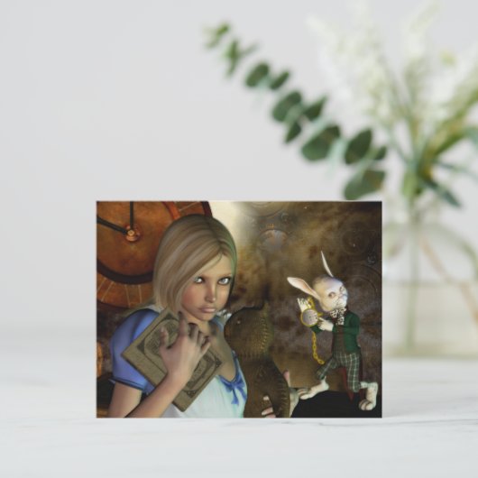 Alice & het witte konijn briefkaart (Staand voorkant)