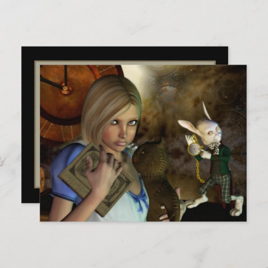 Alice & het witte konijn briefkaart (Voorkant / Achterkant)