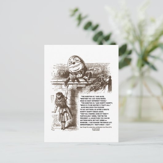 Alice Humpty Dumpty Wonderland Conversation Quote Briefkaart (Staand voorkant)