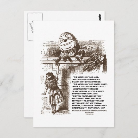 Alice Humpty Dumpty Wonderland Conversation Quote Briefkaart (Voorkant / Achterkant)