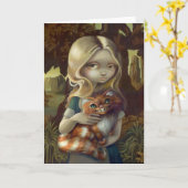 Alice in a Da Vinci Portrait Wenskaart Kaart (Gele Bloem)