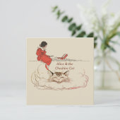 Alice in bruin haar en de Cheshire Cat Kaart (Staand voorkant)