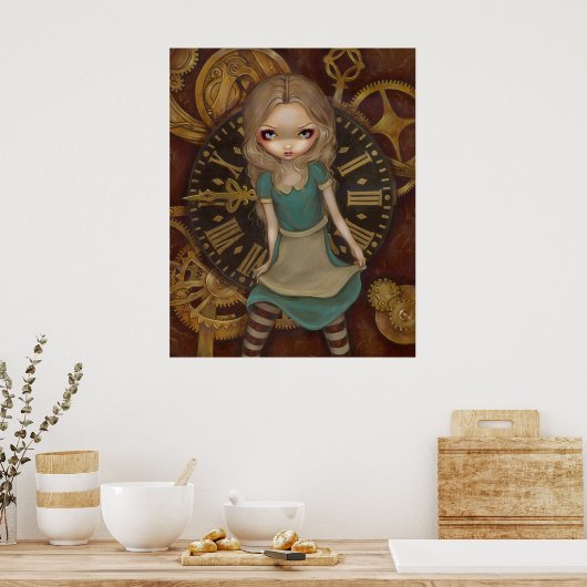 Alice in Clockwork - steampunk in wonderland Print (Keuken)