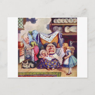 Alice in de keuken met de hertogin en varken Baby Briefkaart