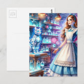 Alice in de Steampunk Apothecary Met Robot Cat Briefkaart (Voorkant / Achterkant)