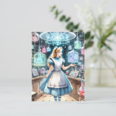Alice in de Steampunk apotheek Briefkaart (Staand voorkant)