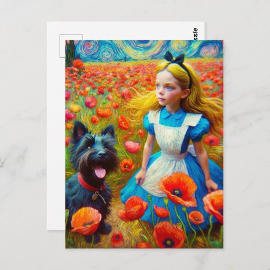 Alice in de Sterrennacht met Toto Dog Briefkaart (Voorkant / Achterkant)