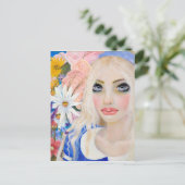 Alice in de tuin van levende bloemen briefkaart (Staand voorkant)