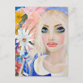 Alice in de tuin van levende bloemen briefkaart