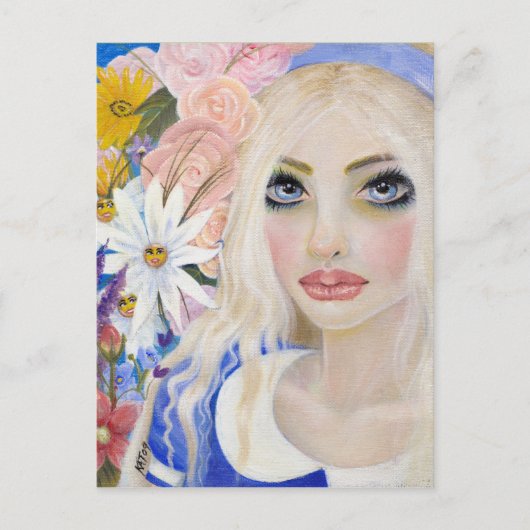 Alice in de tuin van levende bloemen briefkaart (Voorkant)
