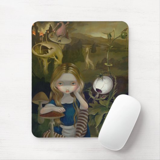 Alice in een Bosch-landschap wonderland Mousepad Muismat (Met muis)