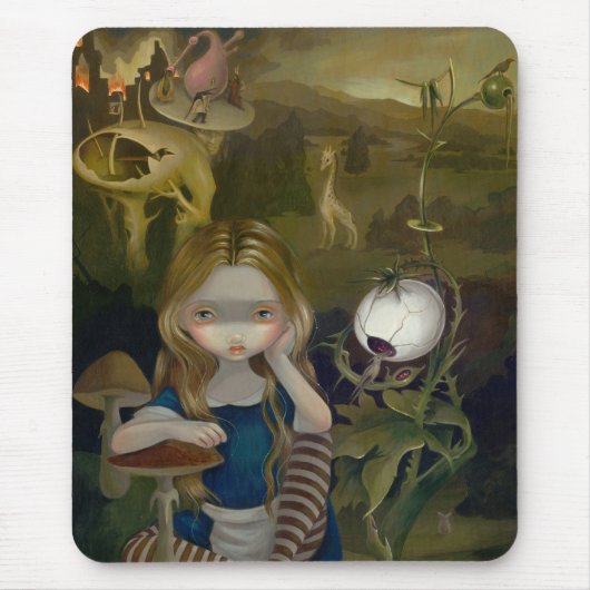 Alice in een Bosch-landschap wonderland Mousepad Muismat (Voorkant)