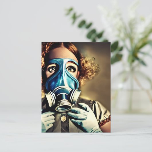 Alice in een Briefkaart met een gasmasker (Staand voorkant)