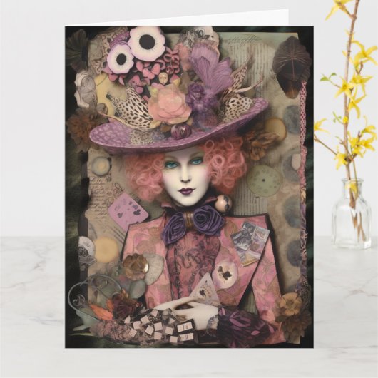 Alice in een fancy pet kaart (Gele Bloem)