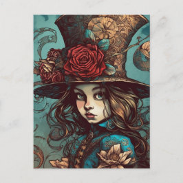 Alice in een hoge hoed briefkaart