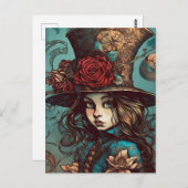 Alice in een hoge hoed briefkaart (Voorkant / Achterkant)