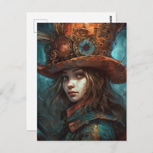 Alice in een hoge hoed briefkaart (Voorkant / Achterkant)