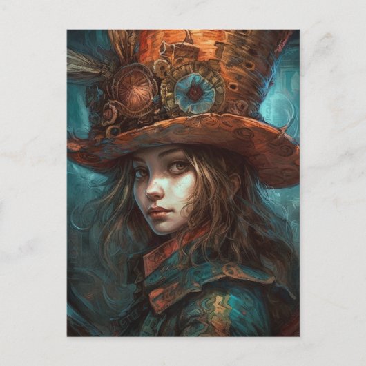 Alice in een hoge hoed briefkaart (Voorkant)