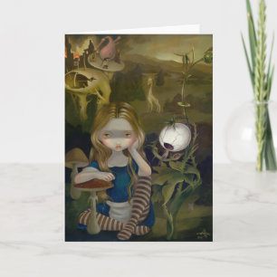 "Alice in een Landschap Bosch" Wenskaart Kaart