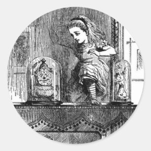 Alice in een spiegel ronde sticker