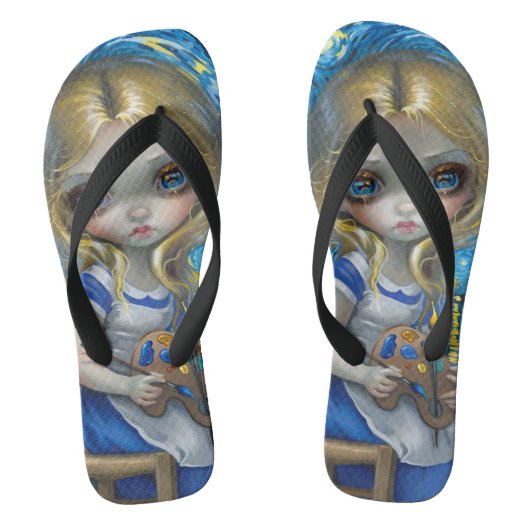 "Alice in een Van Gogh Nocturne" Teenslippers (Voetbed)