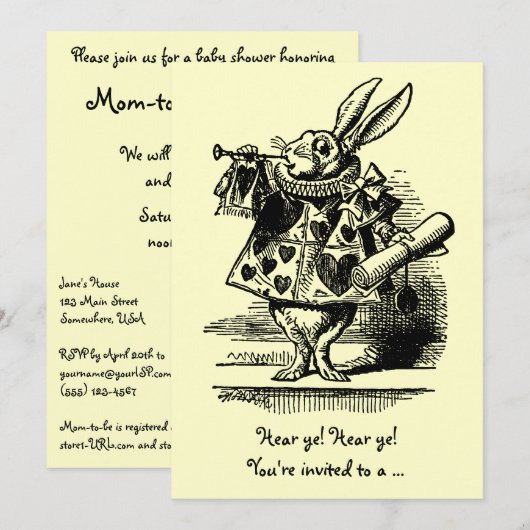 Alice in het Baby shower van Wonderland Kaart (Voorkant / Achterkant)