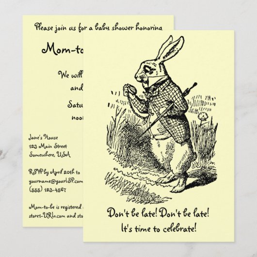 Alice in het Baby shower van Wonderland Kaart (Voorkant / Achterkant)