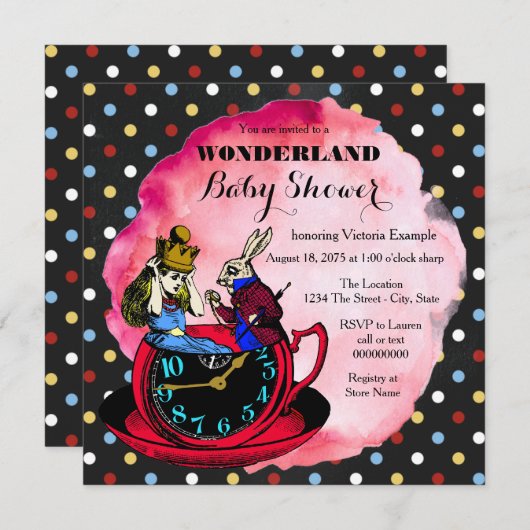 Alice in het Baby shower Wonderland Kaart (Voorkant / Achterkant)