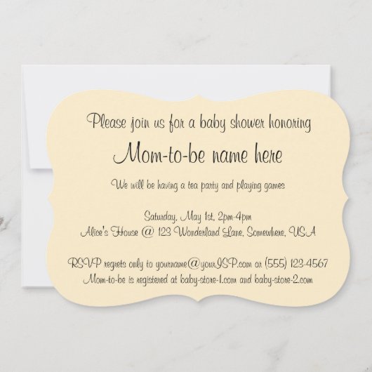  Alice in het Baby shower Wonderland Kaart (Achterkant)