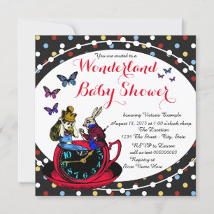  Alice in het Baby shower Wonderland Kaart