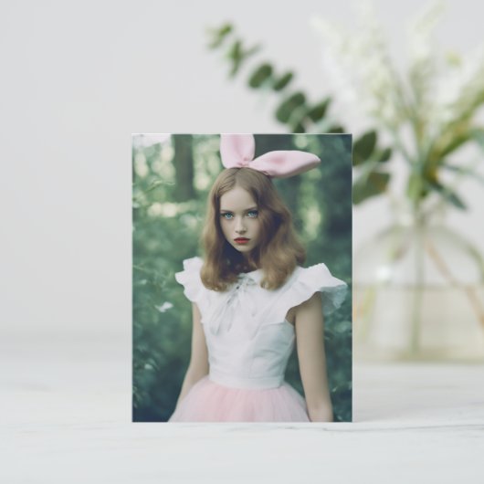 Alice in het bos Mode Verlopen Film Foto Briefkaart (Staand voorkant)