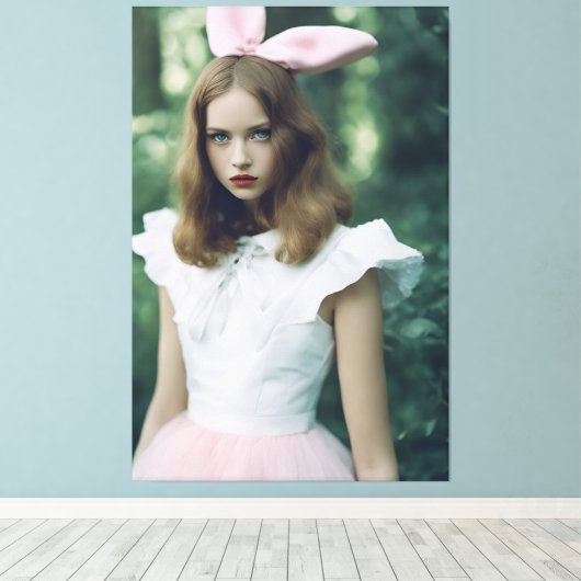 Alice in het bos Mode Verlopen Film Foto Canvas Afdruk (Insitu (Houten vloer))