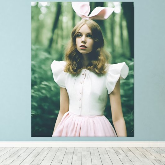 Alice in het bos Mode Verlopen Film Mode Canvas Afdruk (Insitu (Houten vloer))