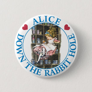 ALICE IN HET KONIJNENGAT RONDE BUTTON 5,7 CM