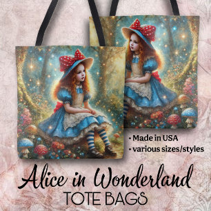 Alice in het Paddenstoelen Fantasie Bos Tote Bag