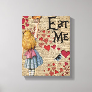 Alice in het Sprookjesland eet me Muffin Canvas Afdruk