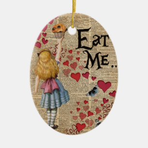 Alice in het Sprookjesland eet me Muffin Keramisch Ornament