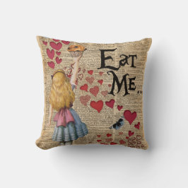 Alice in het Sprookjesland eet me Muffin Kussen
