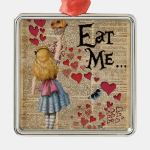 Alice in het Sprookjesland eet me Muffin Metalen Ornament