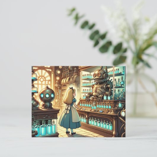 Alice in het Steampunk Apothecary Briefkaart (Staand voorkant)